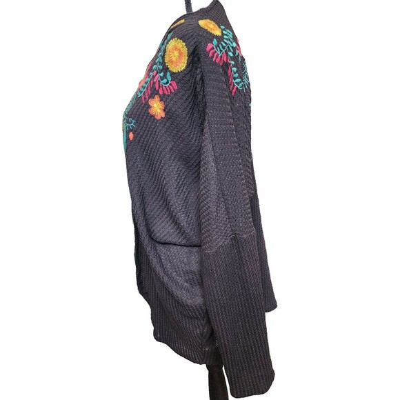UMGEE Embroidered Open Front Waffle Material Cardigan Size Large Boho - Picture 6 of 8